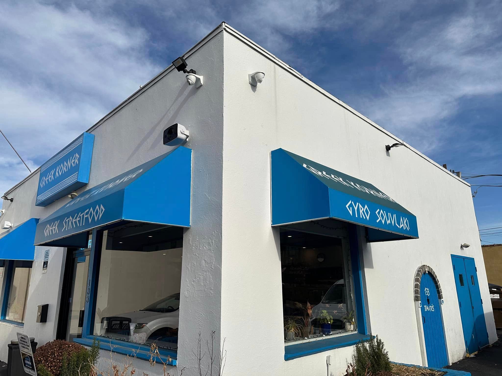 Greek Korner's blue-and-white storefront in Hatboro